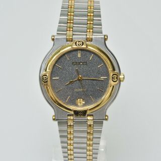 Vintage Gucci Wrist Watch 9000m Unisex Stainless Steel & Gold 2 Tone Bracelet