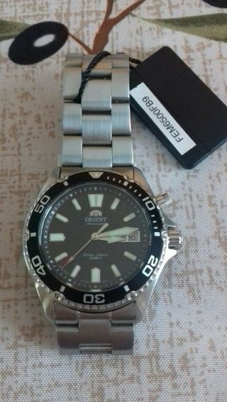 Orient Mako USA Sapphire Crystal.  Day/Date.  200m.  Diving Watch - 21J Auto 3