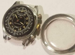 Vintage Pierce Military Black Dial Chronograph Telemeter Watch Spares Repair
