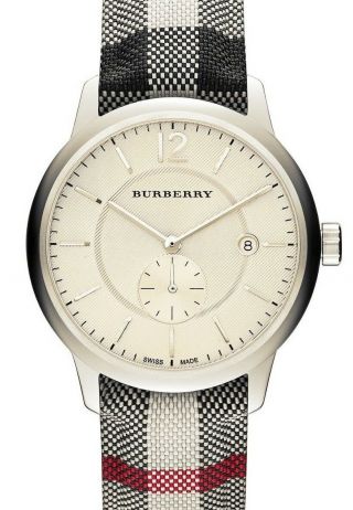 Burberry Silver Dial Stainless Steel Horseferry Check Unisex Swiss Watch Bu10002