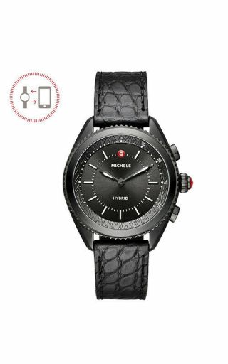 Michele Black Dial Black Alligator & Silicone Hybrid Smartwatch Mwwt32a00004