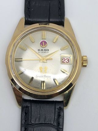 Vintage Rado Green Horse Automatic Gold Plated Red Date