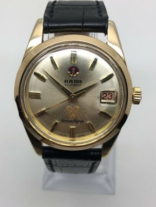 Vintage Rado Green Horse Automatic Gold Plated Red Date 5