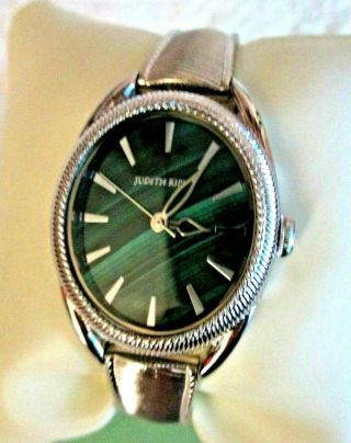 Judith Ripka Stainless Steel Marni Malachite 7 - 1/4 " Bracelet Watch Jr Box/pillow