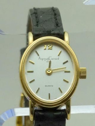 Stunning Asprey Garrard 9ct Gold Cased Ladies Wrist Watch.