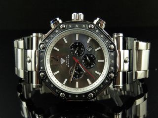 Aqua Master Octagon Chrome Finish Mop Dial Chrono 0.  32ct Diamond Watch W 142 - 81