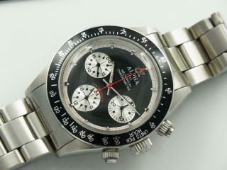 Alpha Daytona Paul Newman Black Panda Dial & Black Bezel Chronograph Watch