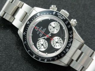 Alpha Daytona Paul Newman Black Panda Dial & Black Bezel Chronograph Watch 2