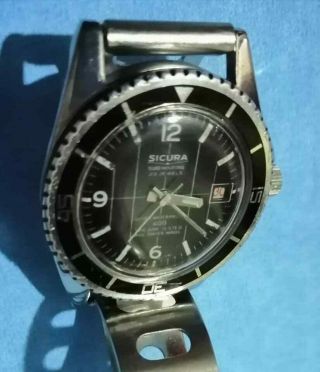 Rare vintage sicura by breitling 400 vacuum Mechanical diving watch 3