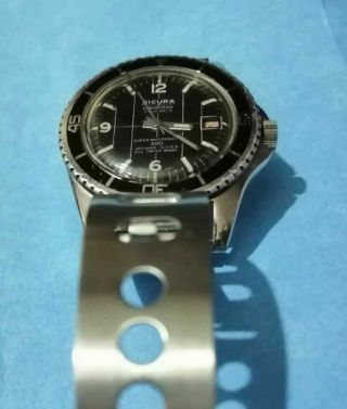 Rare vintage sicura by breitling 400 vacuum Mechanical diving watch 4
