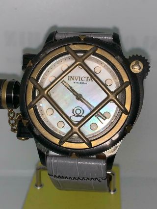 Mens Invicta 17472 Russian Diver Nautilus Swiss Made Automatic Leather Watch