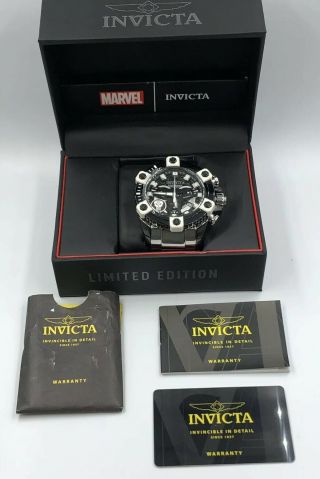 Invicta Marvel Men 63mm Le Punisher Grand Arsenal Swiss Chrono Black Tt Watch