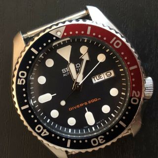 Seiko Automatic Skx009 Pepsi Diver Wrist Watch On Red White Blue Nylon Strap
