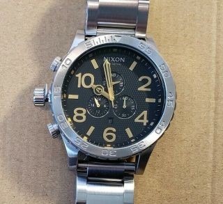 Nixon 51 - 30 Watch With 51mm Black Chronograph Face & Silver Breclet
