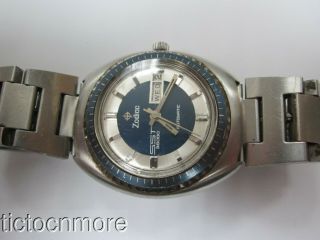 VINTAGE ZODIAC AUTOMATIC SST 36000 DAY DATE WATCH MENS 862 951 SILVER BLUE 35mm 4
