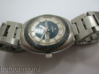 VINTAGE ZODIAC AUTOMATIC SST 36000 DAY DATE WATCH MENS 862 951 SILVER BLUE 35mm 7