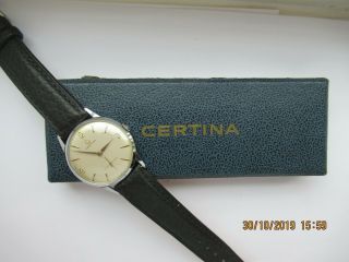 Vintage Very Rare Certina Cal 410 15 Jewels With Box 1955 Near