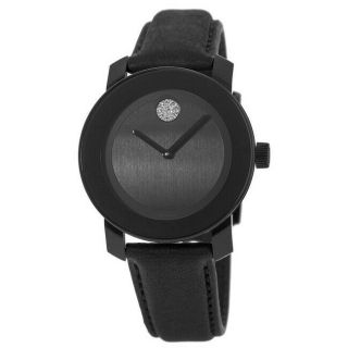 Movado Bold 36mm Black Dial With Black Leather Strap Women 