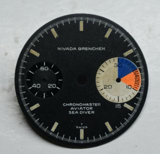 Vintage Nivada Grenchen Chronomaster Aviator Sea Diver Dial 5 Tone Tritium