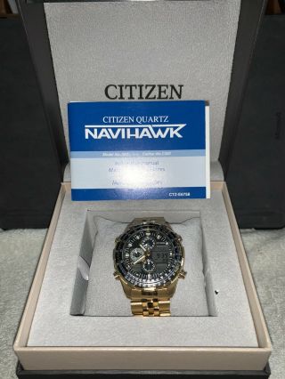 Citizen Promaster Jn0122 - 80e Navihawk Pilot Gold Quartz Watch - Never Worn