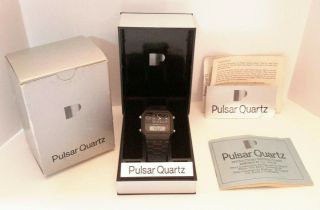 Rare Pulsar (by Seiko) Analog & Lcd Display Black Watch Y651 - 5140 / 5120nt