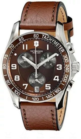 8) Victorinox Swiss Army 241498 Chronograph Brown Watch Chrono $550