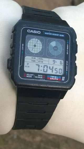 Casio Ae - 21w Twin Graph Vintage Lcd Digital Watch - Much Sought After