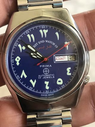 Vintage West End Arabic Daydate Blue Dial Swiss Automatic 36mm