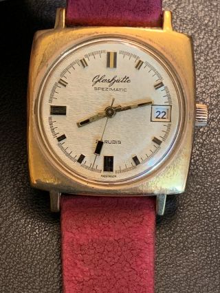 Vintage Mens Glashutte Spezimatic Automatic Gold Tone Watch 35mm Running German