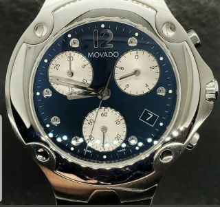 Authentic Movado Sport Edition Se Chronograph Watch Blue Saphire 0605154