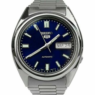 Seiko 5 Automatic Blue Dial Silver Stainless Steel Men’s Watch Snxs77k1 Rrp £149