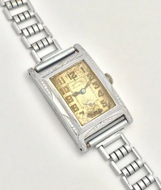 Vintage 1920s Art Deco Hoffman Hallwatch Shock Resist Mens Mechanical Wristwatch 2
