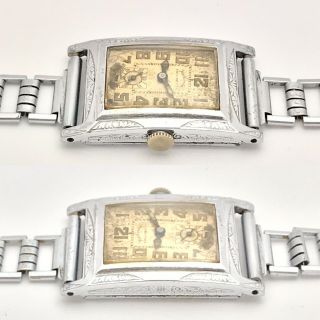 Vintage 1920s Art Deco Hoffman Hallwatch Shock Resist Mens Mechanical Wristwatch 3