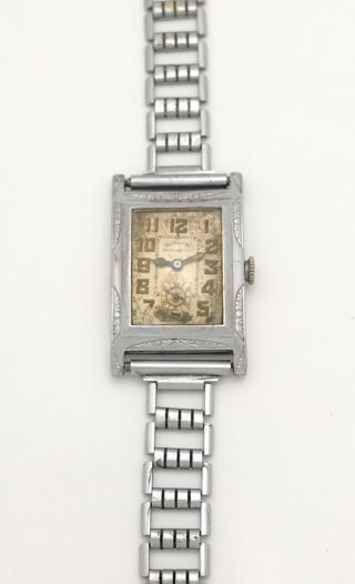 Vintage 1920s Art Deco Hoffman Hallwatch Shock Resist Mens Mechanical Wristwatch 6