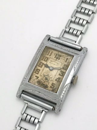 Vintage 1920s Art Deco Hoffman Hallwatch Shock Resist Mens Mechanical Wristwatch 7