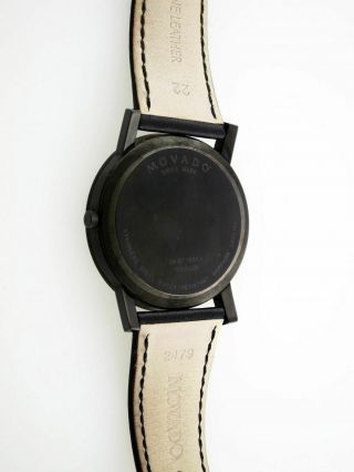 MOVADO Museum Black Men ' s Leather Swiss Quartz 40mm Watch 84.  G1.  1855.  A 6