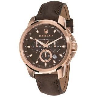 Maserati Gents R8871621004 Brown Dial,  Rose Gold Tone Case,  Dual Time Watch