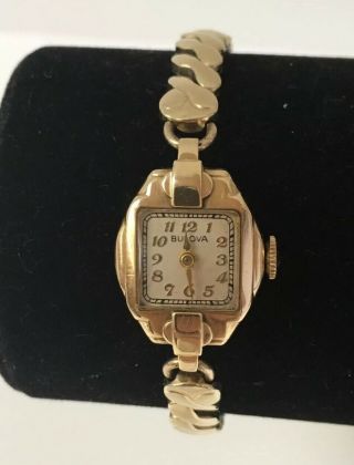 Wow Vintage Antiqu Bulova Art Deco 10k Solid Gold Case Ladies Watch