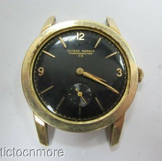 Vintage 10k Gold Filled Ulysse Nardin Chronometer Co 17j Black Dial Watch Mens