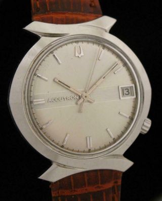Cool Vintage 1967 Bulova Accutron Asymmetric Stainless Steel Watch Caliber 218 D