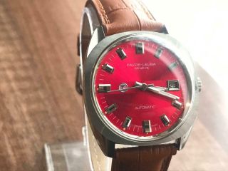 Vintage Favre Leuba Red Gents Automatic Watch,  Rare,  Swiss Ref2321