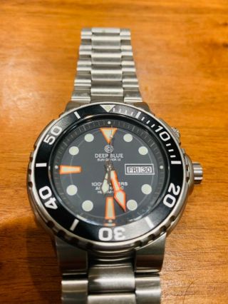 Deep Blue Pro Sun Diver Iii Automatic Rare Gray Dial 1000 Meters Watch