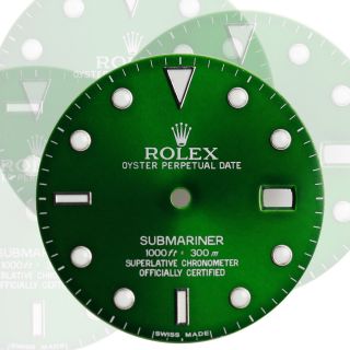 To Fit Rolex Submariner Steel Green Luminous Dial Model16800,  16610,  116610.