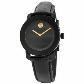 Movado Bold Black Dial Black Leather Strap Unisex Watch 3600527