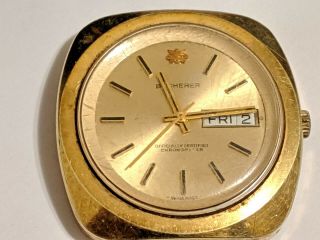 Vintage Bucherer Watch Officially Certified Chronometer 1803 Swiss Made Day Date