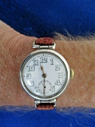 Vintage Silver Case Trench Watch With Swivel Lugs Gent 