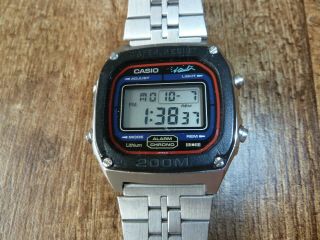 Vintage Casio Lcd Watch W - 1500 Swimmer 200m Diver Module 690 With Boxes