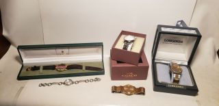 5 Vintage Wrist Watches - Mens - Womans - Coach - Gucci - Longines - Hamilton - Orig Boxes