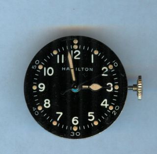 Vintage Ww2 Hamilton Military 987s Wrist Watch Dial & Movement
