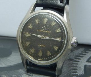Vintage 1959 Ss Eterna - Matic Kontiki Cal.  1412u Tropical Dial Mens Watch
